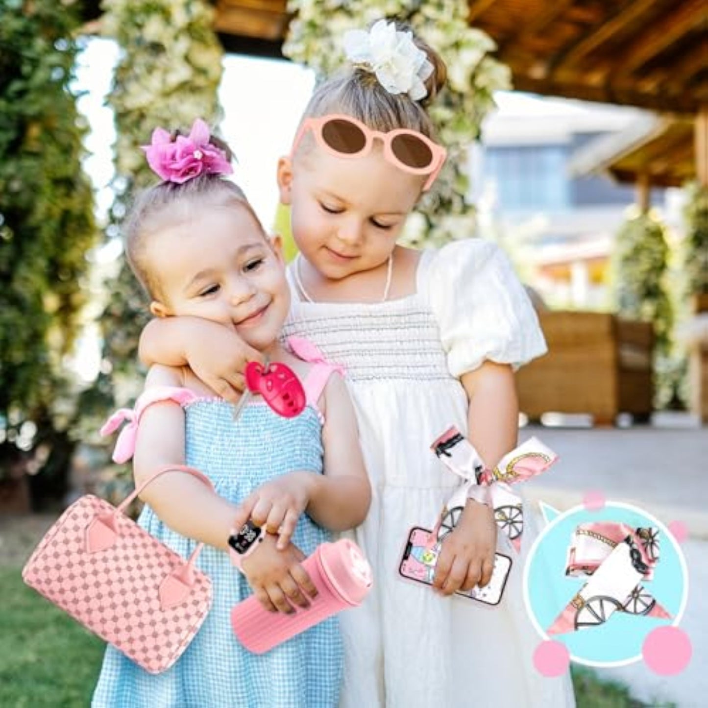 Oisacirg Play Purse for Little Girls, 32PCS Toddler Purse with Pretend Makeup for Kids, Princess Toys Includes Handbag, Phone, Wristwatch, Silk Scarf Kids Toy Purse Birthday Gift for Girls 3 4 5 6 + - New