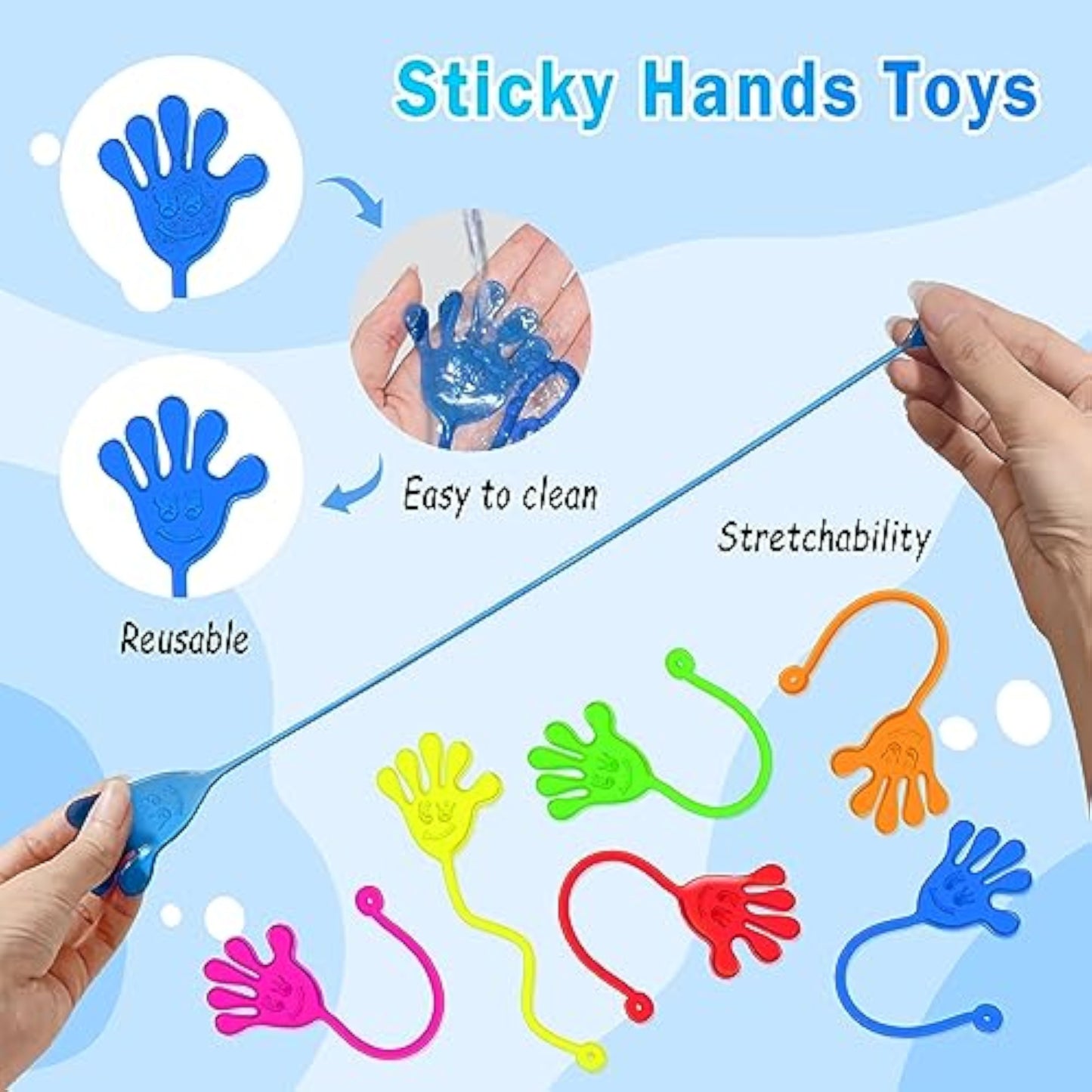 Sticky Hands Bulk 48 PCS Party Favors for Kids 4-8 8-12 Stretchy Sticky Hand Toy Goodie Bag Stuffers Fillers Treasure Box Toys Classroom Prizes School End of Year Student Gifts Birthday Party Supplies - New