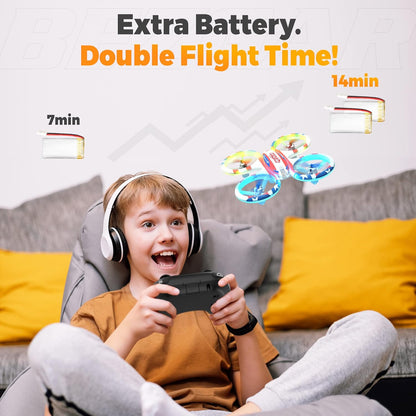 BEZGAR HQ051 Drones for Kids - RC Drone Indoor, LED Remote Control Mini Drone with 3D Flip and 3 Speed Propeller Full Protect Small Drone Quadcopter for Beginners, Easy to fly Gifts for Kids