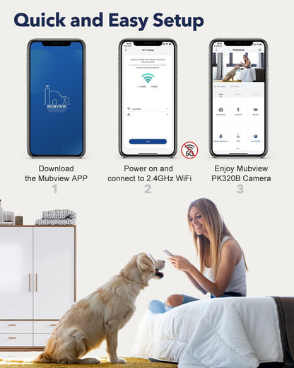 Indoor Security Camera 2K, Pet Camera with Phone App, WiFi Cameras for Home Security Camera for Dog/ Baby Monitor/Elder Pan Tilt, 2.4G, 24/7, 2-Way Talk, Human Detection, Motion Tracking, SD&Cloud