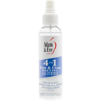 Adam & Eve Sex Toy Cleaner, 4 In 1 Pure And Clean Misting Spray, Fast Acting Misting Spray For Adult Toys, Vibrators, Dildos, Fresh Scent, Water Based Formula Perfect for Gifting, No Residue, 4 oz - New
