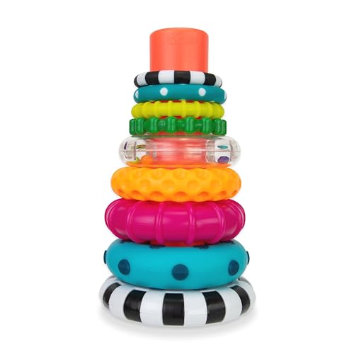 Sassy Stacks of Circles Stacking Ring STEM Learning Toy, Age 6+ Months, Multi, 9 Piece Set - New