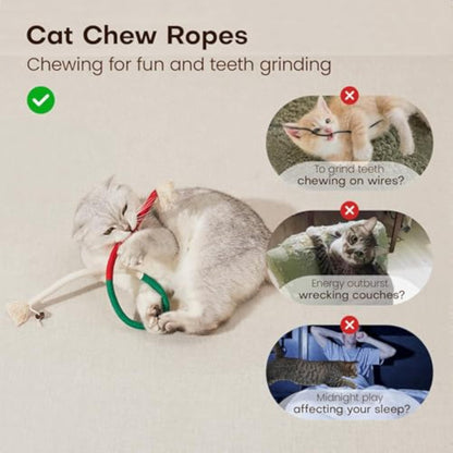 Potaroma Cat Toys Chew Ropes 3Pcs with Refillable Natural Catnip, Safe Teeth Cleaning Toy for Indoor Kittens, Interactive Cat Nip Kitty Toys for All Breeds 19.5 Inches - New