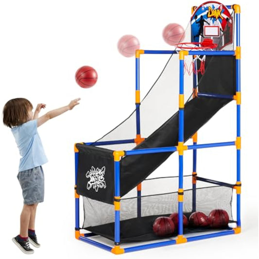 JOYIN Arcade Basketball Game Set with 4 Balls and Hoop for Kids 3+ Years Old Indoor Outdoor Sport Play - Easy Set Up - Air Pump Included - Ideal for Competition - New