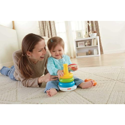 Fisher-Price Baby’s First Blocks & Rock-a-Stack Toy Set, Bucket of 10 Shapes & Ring Stacking Activity for Developmental Play Ages 6+ Months (Amazon Exclusive) - New
