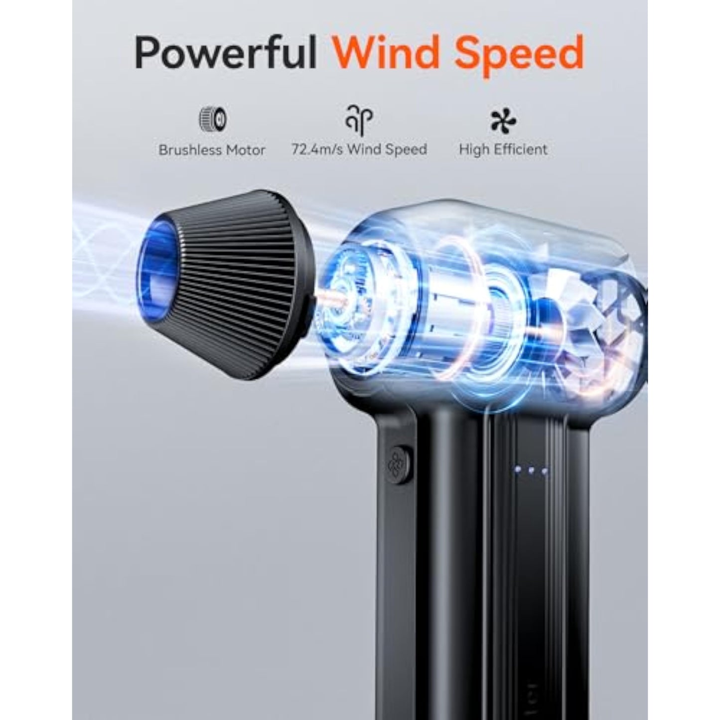 WOLFBOX MF60&MF70 Compressed Air Duster-110000RPM Super Power Electric Air Duster, 3-Speed Adjustable Rechargeable Cordless Air Blower with Fast Charging for PC Keyboard Cleaning, Car, Home (Black) - New