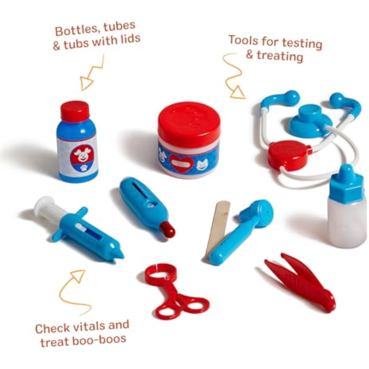 Melissa & Doug Examine and Treat Pet Vet Play Set, 24-Piece Animal Doctor Playset with Dog & Cat Plushies, Pet Doctor Kit & Accessories, Preschool Toys for Girls & Boys Ages 3+ - New