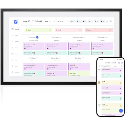 LOOFII 10.1 Inch Smart Digital Calendar – HD Touchscreen Family Planner & Calendar with Chore Chart & Meal Planner (Black White) - New