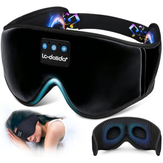 LC-dolida Sleep Headphones, 3D Sleep Mask Bluetooth Wireless Music Eye Mask, Sleeping Headphones for Side Sleepers Sleep Mask with Bluetooth Headphones Ultra-Thin Stereo Speakers Perfect for Sleeping - New