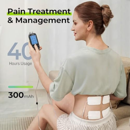 AUVON 3-in-1 TENS Unit Muscle Stimulator, EMS Massage Machine with 40 Intensities for Gradual Shoulder, Sciatica, Back Pain Relief, 24 Modes Rechargeable Electronic Pulse Massager with 12 TENS Pads - New