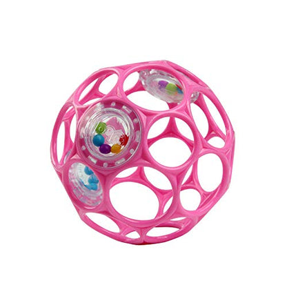 Bright Starts Oball Easy-Grasp Baby Rattle Ball, Pink, Ages Newborn and Up, 4 Inches - New