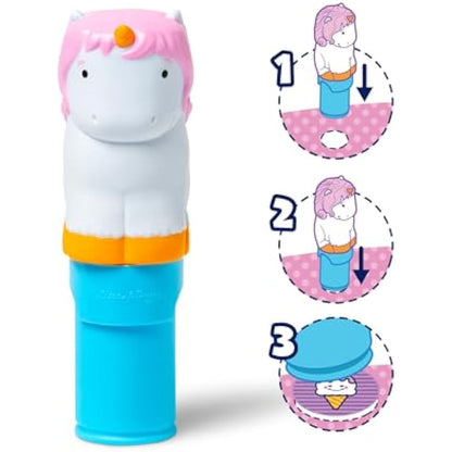 Melissa & Doug Sticker Wow!™ 24-Page Activity Pad and Sticker Stamper, 300 Stickers, Arts and Crafts Fidget Toy Collectible Character – Unicorn Creative Play Travel Toy for Girls and Boys 3+ - New