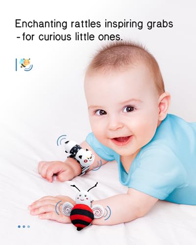 Infinno High Contrast Baby Toys Infant Rattle Socks and Wristband Set, Ideal Baby Sensery Toy Gifts for Newborn 0-12 Months, Perpect Black and White Toys for Boys and Girls As Baby Shower Gifts - New