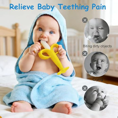 HAILI XMGQ Baby Teething Toys 3-6 Months, Baby Chew Teether Freezer BPA Free, Babies Teething Relief for Infants, Banana Toothbrush, Fruit Shape Giraffe Newborn Teether Gift for Baby Boy and Girl - New