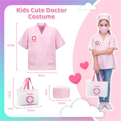 Meland Toy Doctor Kit for Girls, Pretend Play Toy Doctor Set with Dog , Carrying Bag, Stethoscope & Dress Up Costume Gift for Kids Toddlers Ages 3 4 5 6 Year Old for Role Play - New