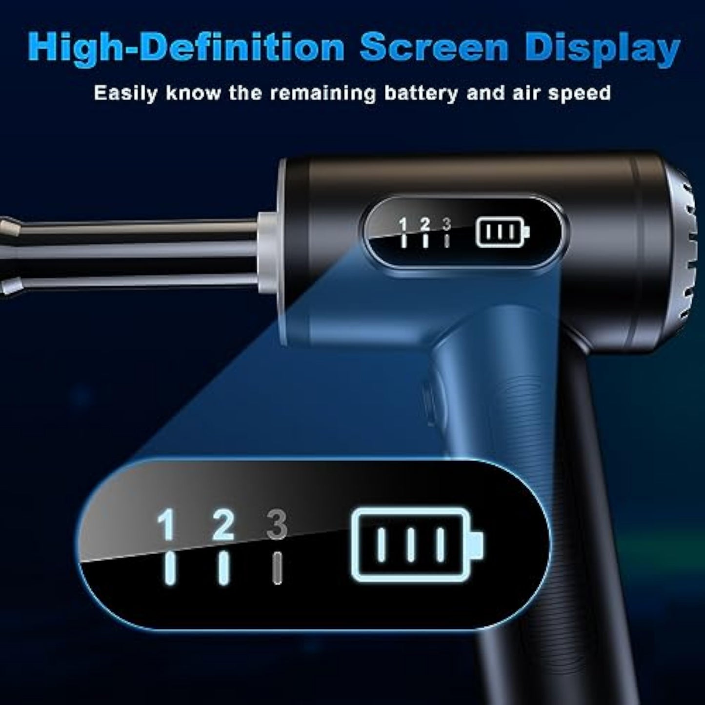 Compressed Air Duster-3 Gear Adjustable 100000RPM Electric Air Duster with LED Light, Rechargeable Cordless Air Blower for Keyboard Electric Devices Cleaning. Replaces Compressed Air Cans (Black) - New
