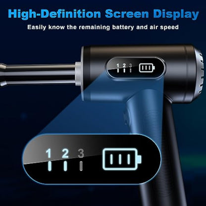 Compressed Air Duster-3 Gear Adjustable 100000RPM Electric Air Duster with LED Light, Rechargeable Cordless Air Blower for Keyboard Electric Devices Cleaning. Replaces Compressed Air Cans (Black) - New