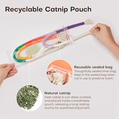 Potaroma Cat Toys Chew Ropes 3Pcs with Refillable Natural Catnip, Safe Teeth Cleaning Toy for Indoor Kittens, Interactive Cat Nip Kitty Toys for All Breeds 19.5 Inches - New