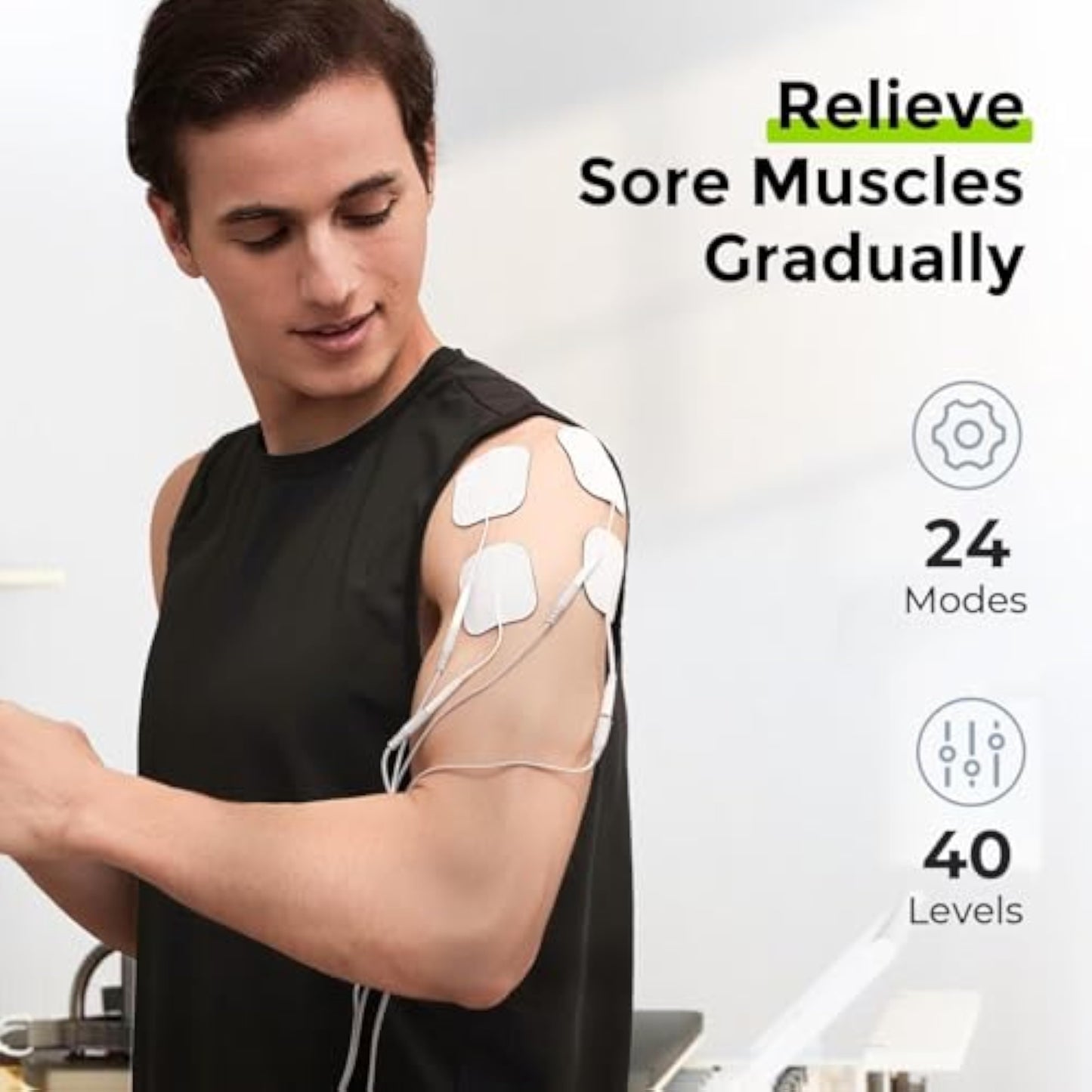 AUVON 3-in-1 TENS Unit Muscle Stimulator, EMS Massage Machine with 40 Intensities for Gradual Shoulder, Sciatica, Back Pain Relief, 24 Modes Rechargeable Electronic Pulse Massager with 12 TENS Pads - New
