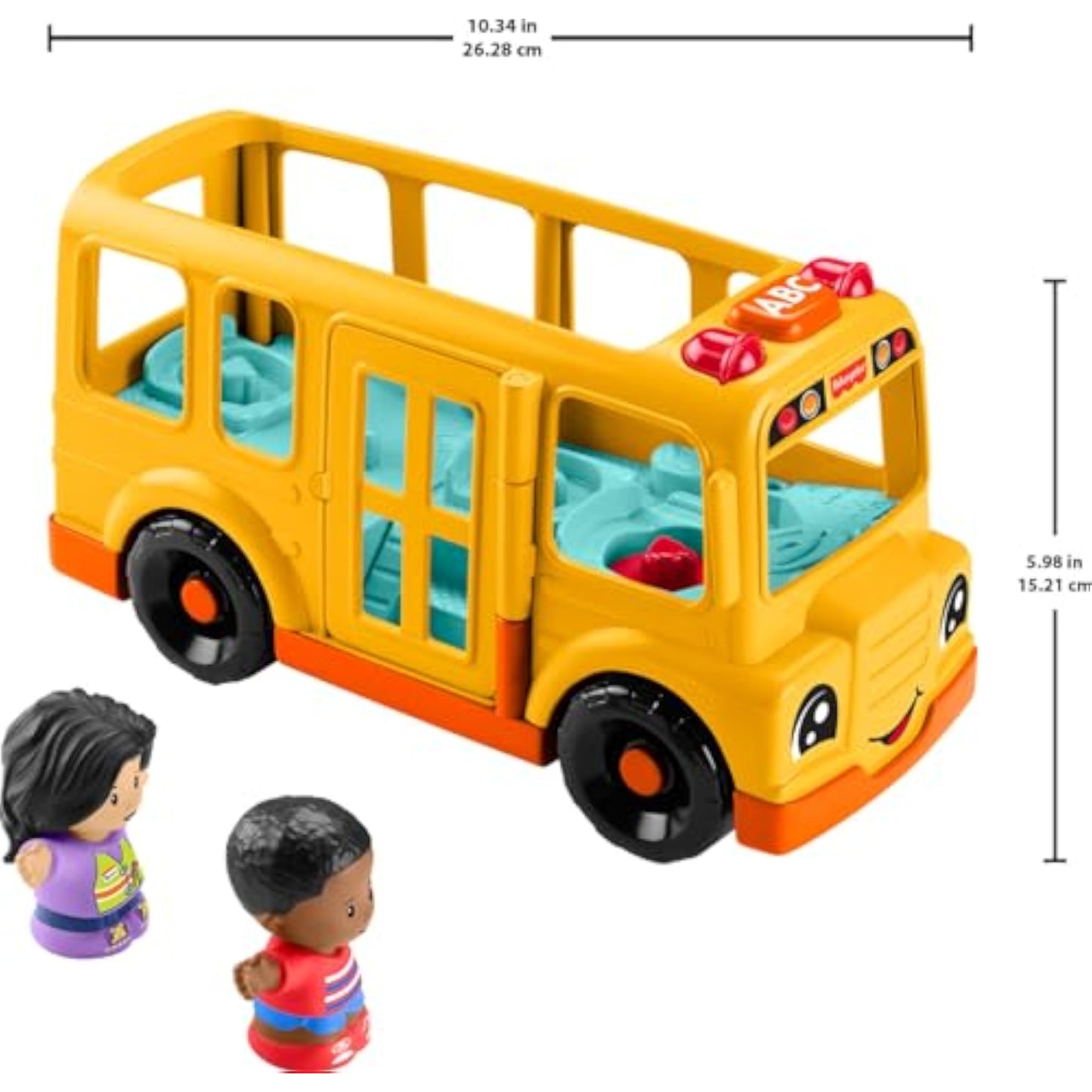 Fisher-Price Little People Toddler Toy School Bus Musical Push-Along Vehicle with 2 Figures for Pretend Play Ages 1+ Years - New
