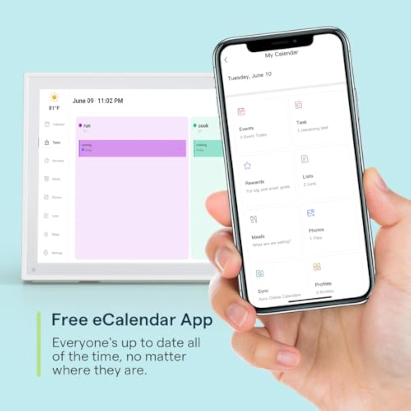 Digital Calendar, 10.1inch Smart WiFi Electronic Calendar&Chore Chart, IPS Touch Screen HD Display for Family Schedules, Share Moments Instantly from Anywhere - New
