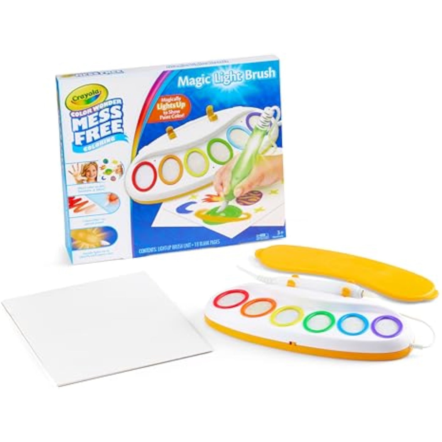 Crayola Color Wonder Magic Light Brush, Mess Free Painting Station for Kids, Gift for Kids, Learning Toddler Activity Toy, Ages 3+ - New