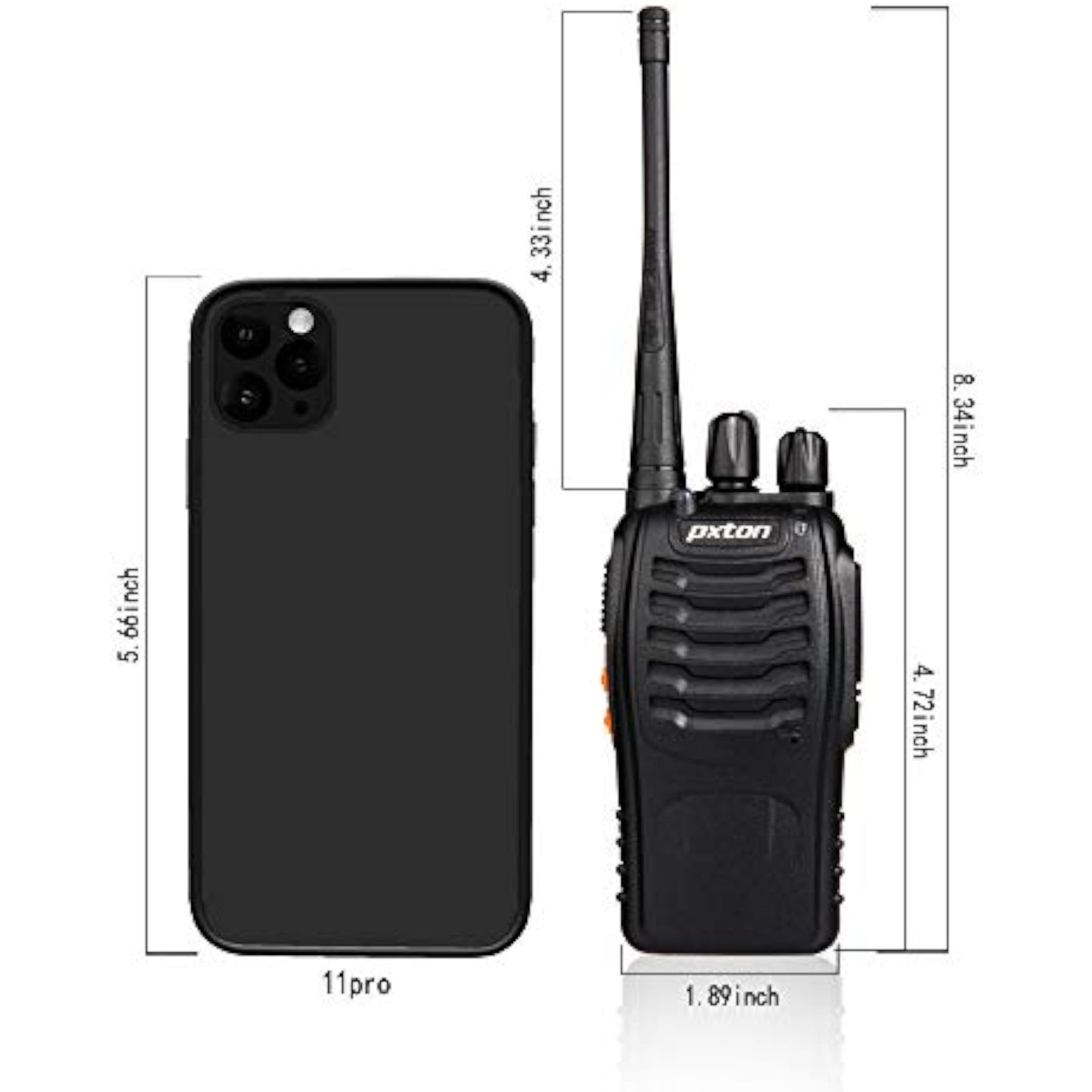 pxton Walkie Talkies Long Range for Adults with Earpieces,16 Channel Walky Talky Rechargeable Handheld Two Way Radios with Flashlight Li-ion Battery and Charger（4 Pack） - New