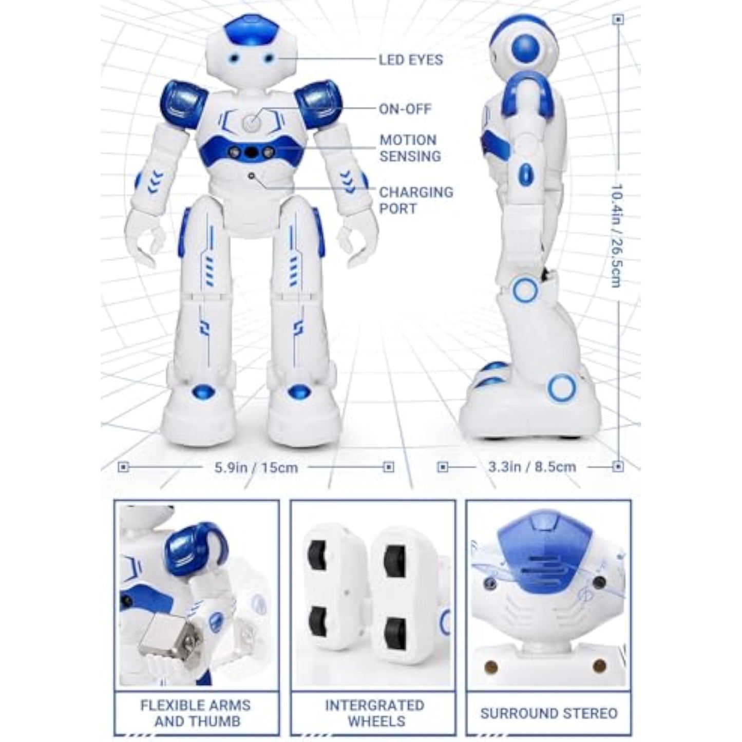 KingsDragon RC Robot Toys for Kids, Gesture & Sensing Programmable Remote Control Smart Robot for Age 3 4 5 6 7 8 Year Old Boys Girls Birthday Gift Present - New