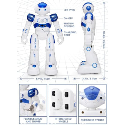 KingsDragon RC Robot Toys for Kids, Gesture & Sensing Programmable Remote Control Smart Robot for Age 3 4 5 6 7 8 Year Old Boys Girls Birthday Gift Present - New