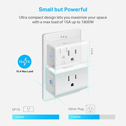 Kasa Smart Plug Ultra Mini 15A, Smart Home Wi-Fi Outlet Works with Alexa, Google Home & IFTTT, No Hub Required, UL Certified, 2.4G WiFi Only, 2 Count (Pack of 1)(EP10P2) , White - New