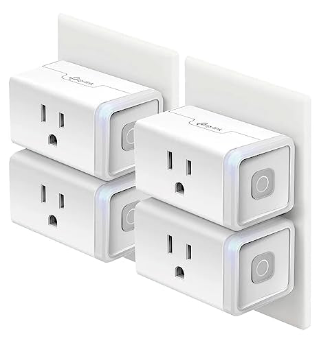 Kasa Smart Plug HS103P4, Smart Home Wi-Fi Outlet Works with Alexa, Echo, Google Home & IFTTT, No Hub Required, Remote Control, 15 Amp, UL Certified, 4-Pack, White - New