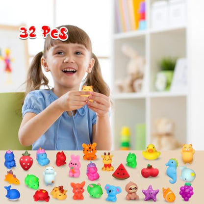 nobasco Squishies, 32 Pack Mochi Squishy Toys - Kawaii Cat Squishys Slow Rising Animals - Party Favors, Goodie Bag, Birthday Gifts, Mini Squishies Stress Reliever Toy - New