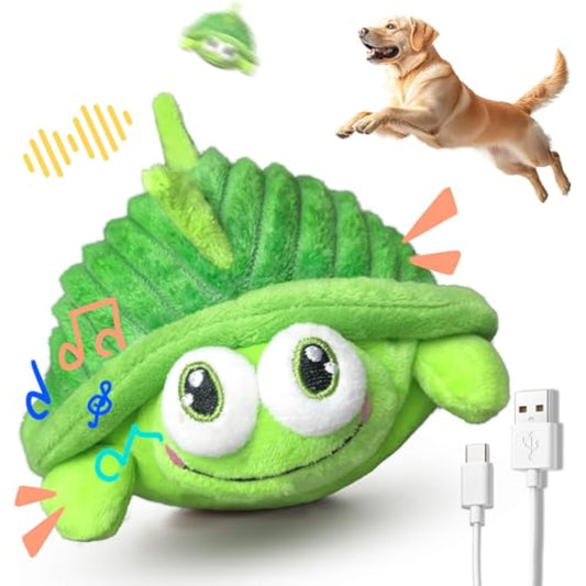 GUKCO Interactive Moving Dog Toys – Plush Chew Toy with Bouncing Ball, Music & Recording | Rechargeable Self-Play Toys for Small, Medium & Large Dogs to Keep Them Engaged (Turtle) - New