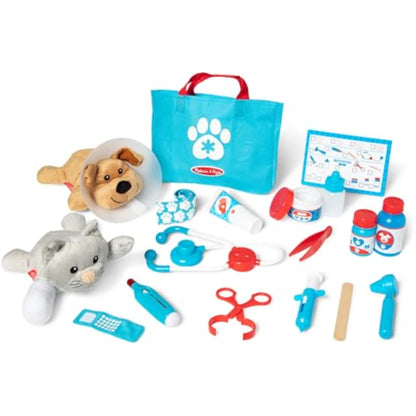 Melissa & Doug Examine and Treat Pet Vet Play Set, 24-Piece Animal Doctor Playset with Dog & Cat Plushies, Pet Doctor Kit & Accessories, Preschool Toys for Girls & Boys Ages 3+ - New
