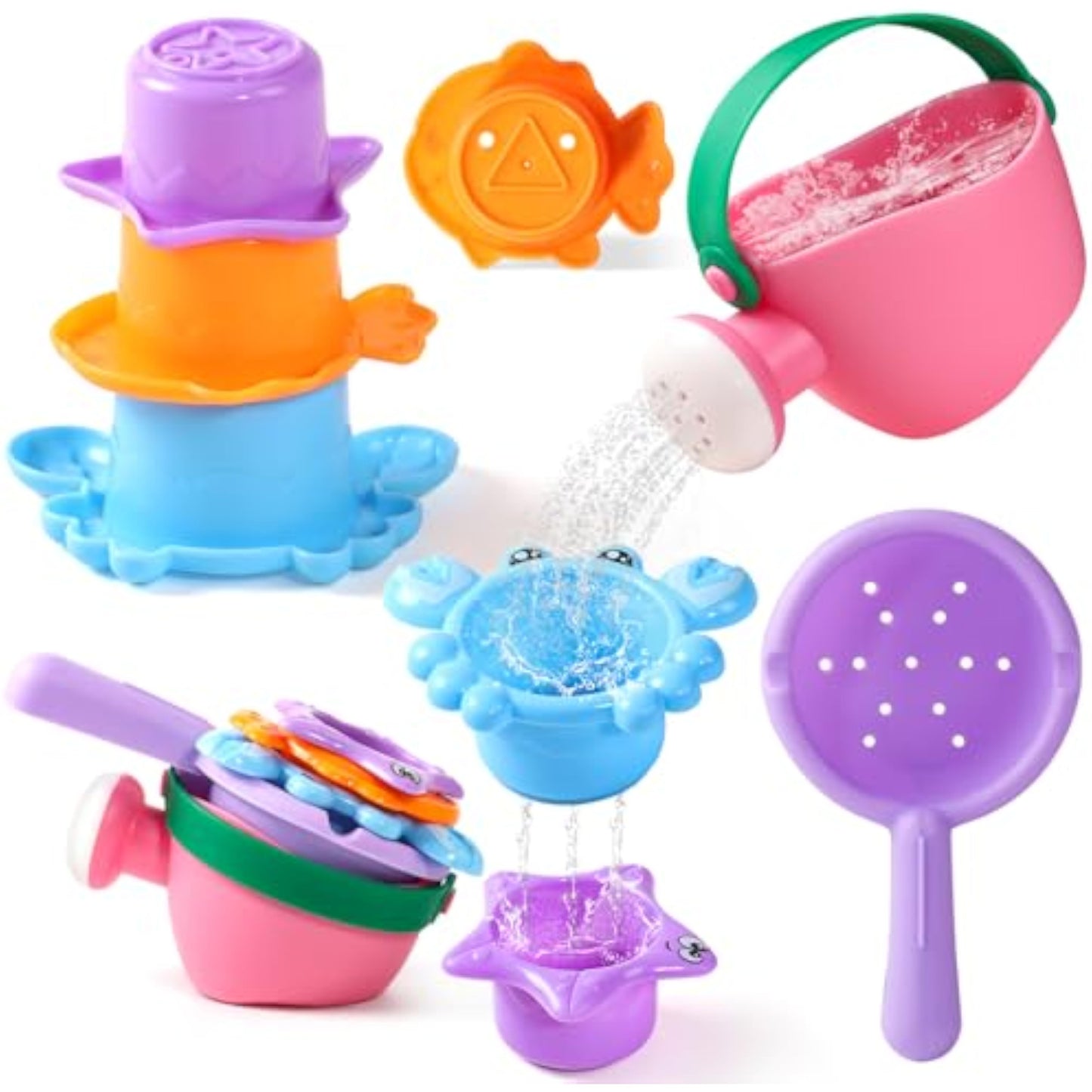 Fajiabao Baby Bath Toys for Kids Ages 1-3 Toddler Bath Toys Mold Free for 2-4 Bathtub Sand Beach Pool Water Toys for 1+ Year Old Girl Gifts 5 PCS (Color Random) - New
