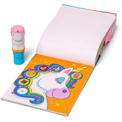 Melissa & Doug Sticker Wow!™ 24-Page Activity Pad and Sticker Stamper, 300 Stickers, Arts and Crafts Fidget Toy Collectible Character – Unicorn Creative Play Travel Toy for Girls and Boys 3+ - New