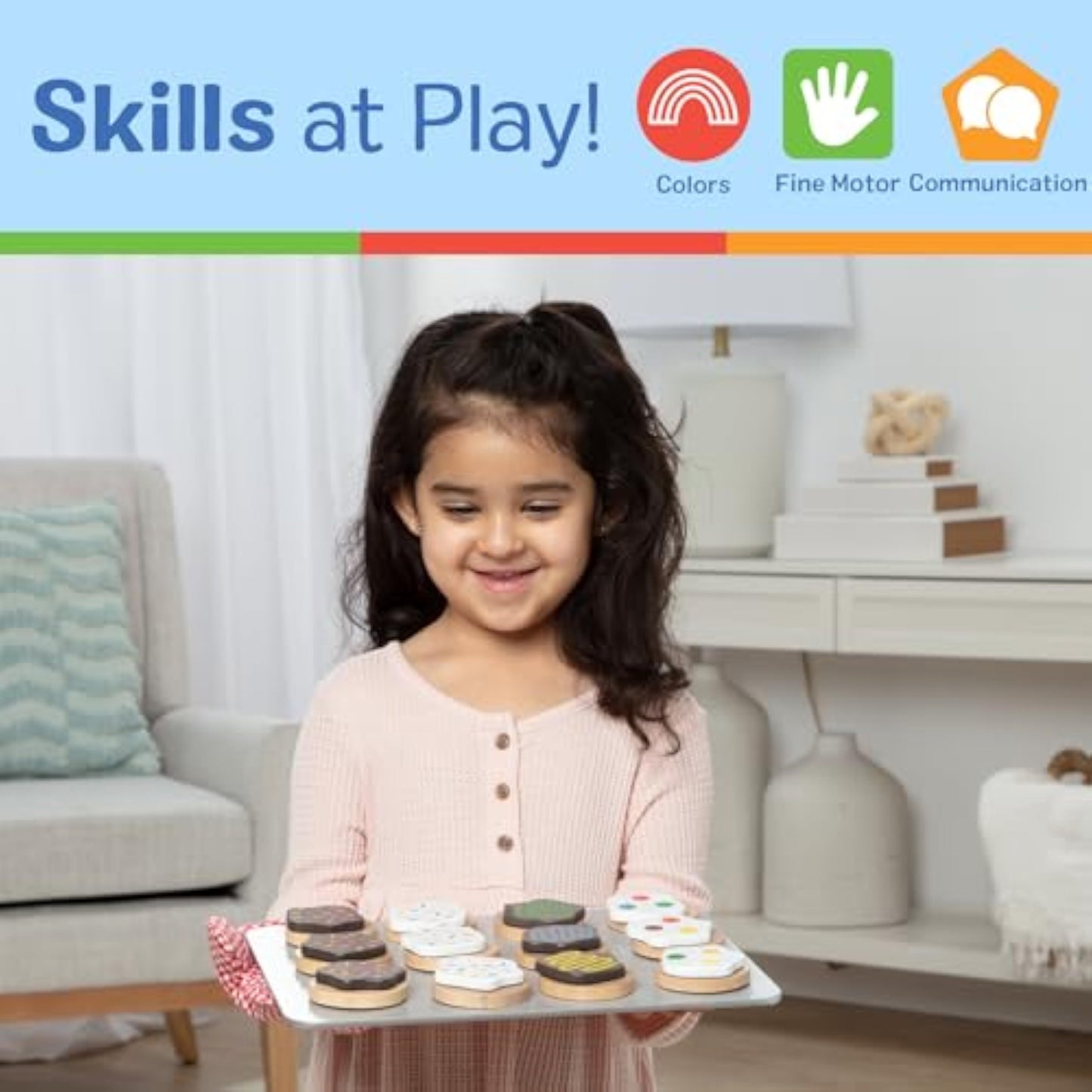 Melissa & Doug Slice & Bake Cookie Set with Wooden Play Food, Colorful Toppings & Play Kitchen Accessories, Preschool Learning Toys for Girls & Boys 3+ - New