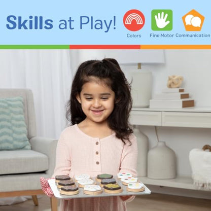 Melissa & Doug Slice & Bake Cookie Set with Wooden Play Food, Colorful Toppings & Play Kitchen Accessories, Preschool Learning Toys for Girls & Boys 3+ - New
