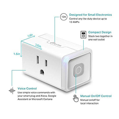 Kasa Smart Plug HS103P4, Smart Home Wi-Fi Outlet Works with Alexa, Echo, Google Home & IFTTT, No Hub Required, Remote Control, 15 Amp, UL Certified, 4-Pack, White - New