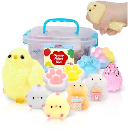 10 Pack Taba Squishy Toys kit with Toy Box & Cute Stickers, Kawaii taba Squishies Stress Relief Toys Party Favors for Kids 4-8 8-12, Squishy Fidget Toys for Kids , Birthday Gifts Toys for Girls 8-10 - New