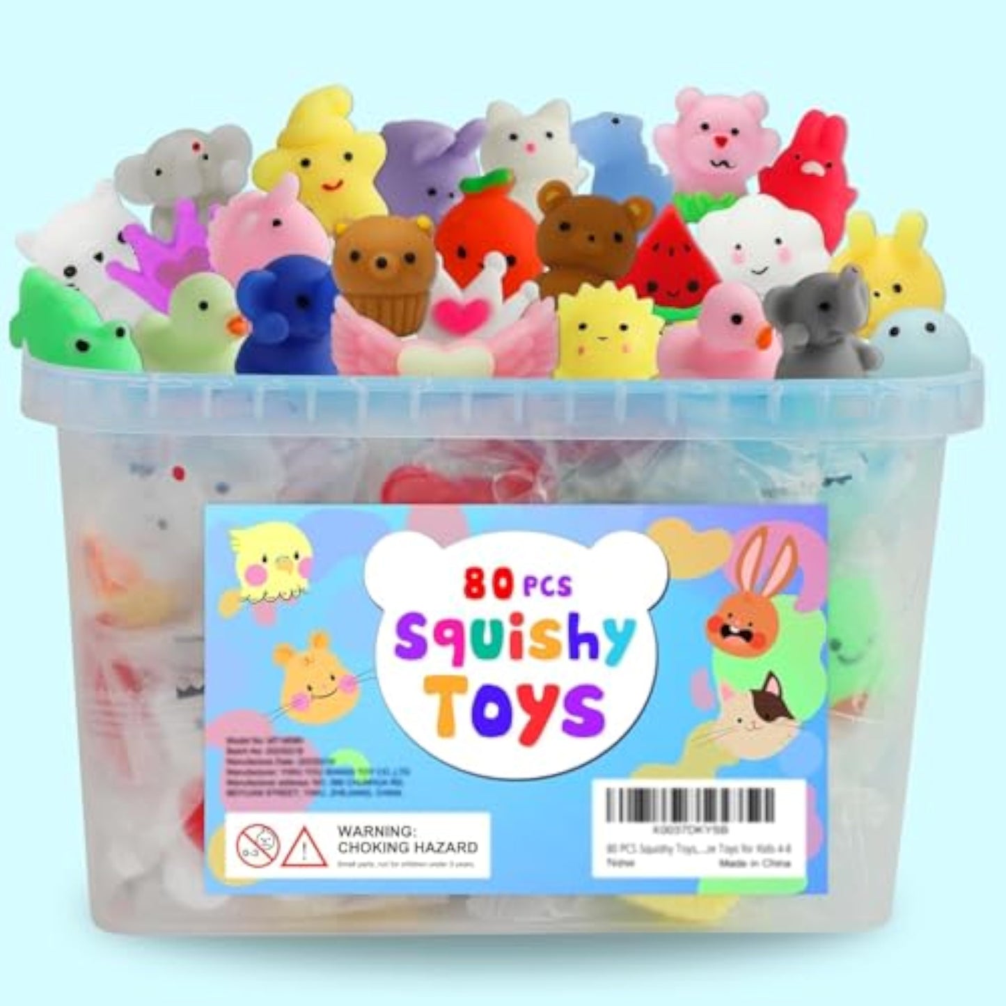 80Pcs Party Favors for Kids 4-8, Kawaii Squishies Mochi Squishy Toy Bulk Fidget Sensory Toys Birthday Gifts for Boys Girls, Easter Basket Stuffers Egg Fillers Treasure Box Classroom Prizes Goodie Bag - New