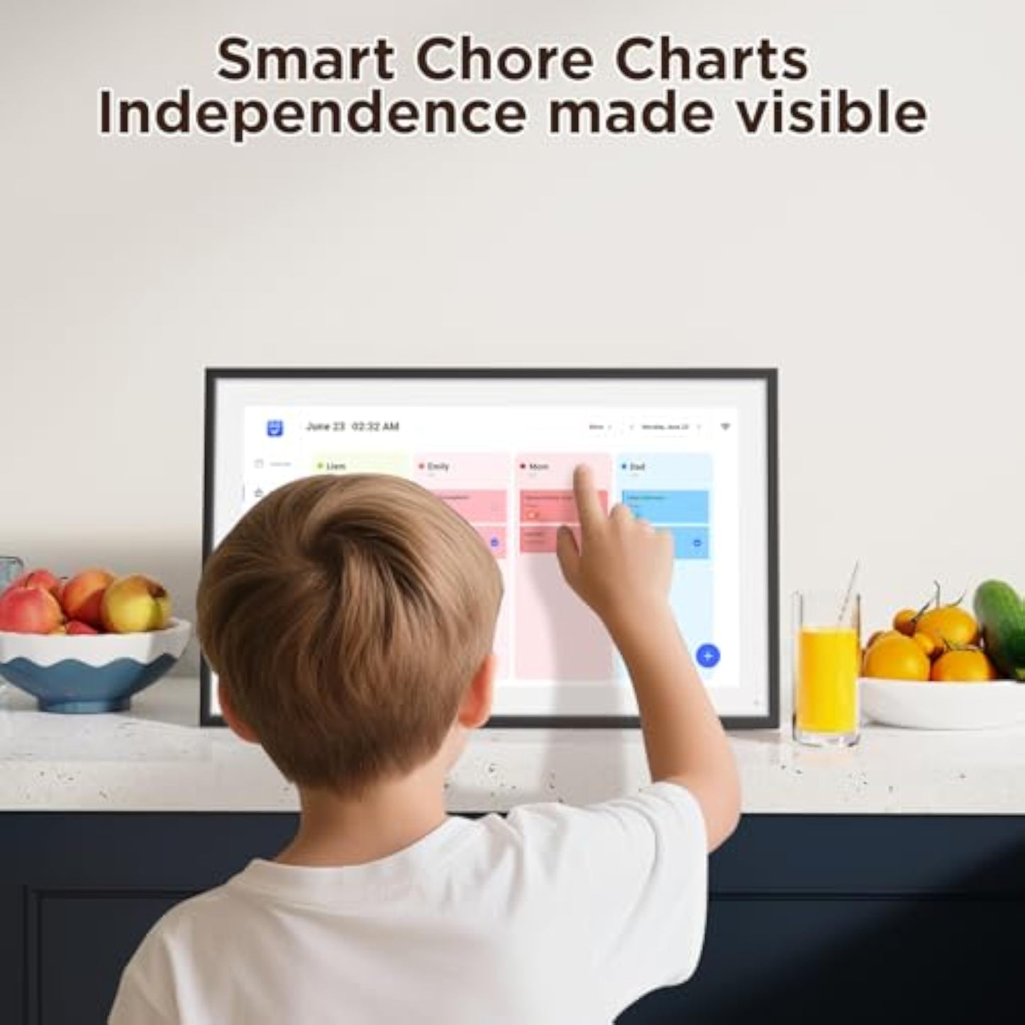 LOOFII 10.1 Inch Smart Digital Calendar – HD Touchscreen Family Planner & Calendar with Chore Chart & Meal Planner (Black White) - New