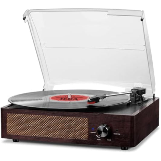 Vinyl Record Player Turntable with Built-in Bluetooth Receiver & 2 Stereo Speakers, 3 Speed 3 Size Portable Retro Record Player for Entertainment and Home Decoration - New