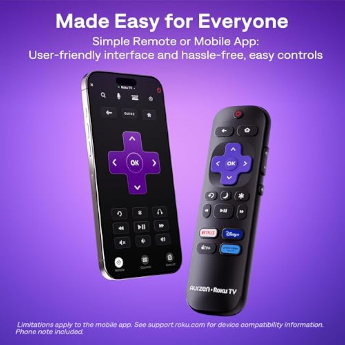 Aurzen Roku TV Smart Projector with Wifi and Bluetooth, Roku Streaming Experience Built-in, 1080P FHD, DoIby Audio, Auto Focus & Keystone, Zoom, Movie Portable Outdoor Mini Projector, White - New