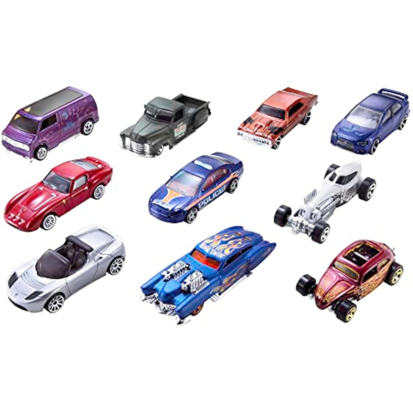 Hot Wheels Set of 10 1:64 Scale Toy Trucks and Cars for Kids and Collectors, Styles May Vary (Amazon Exclusive) - New