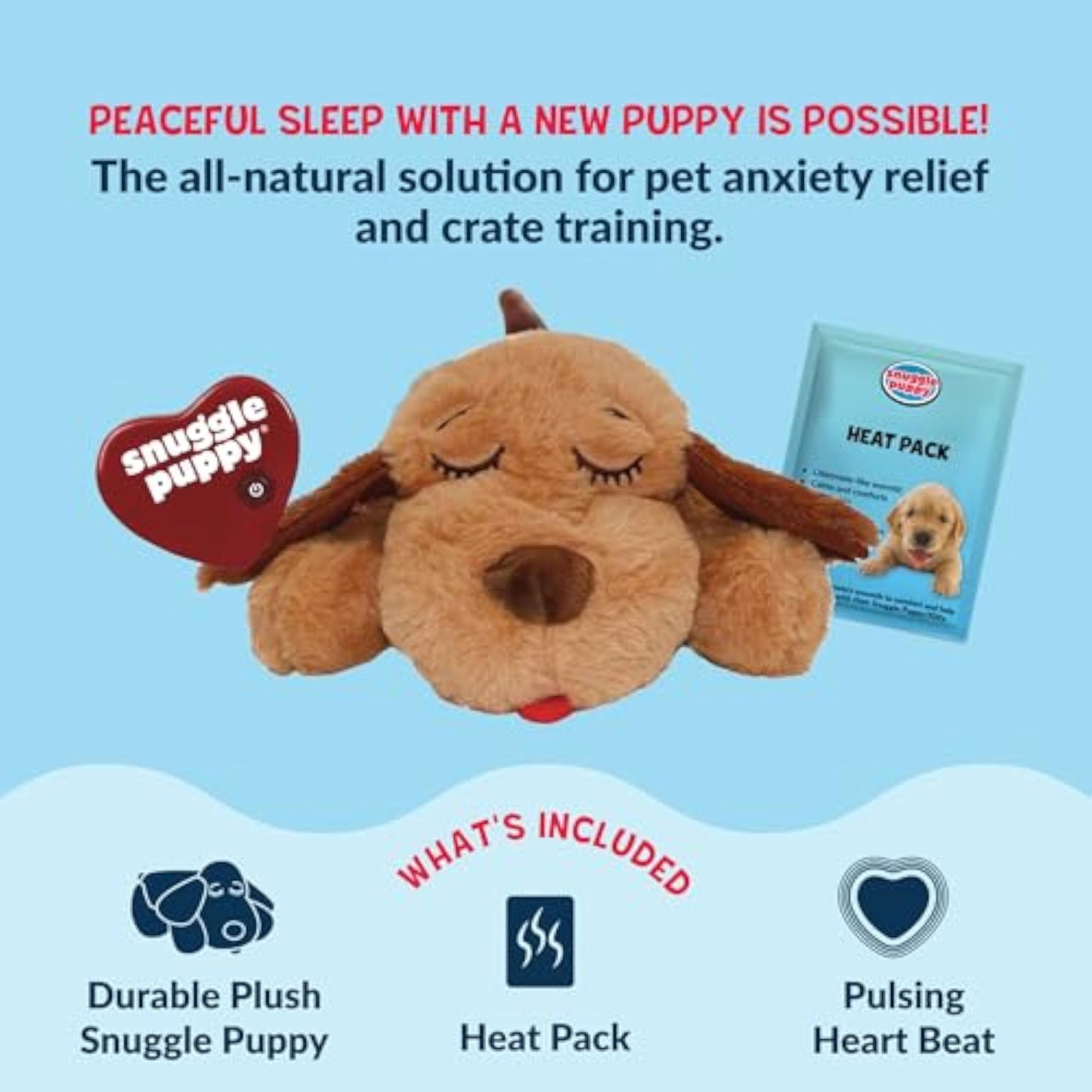 Snuggle Puppy Original Heartbeat Puppy Toy with Real-Feel Pulse & Heat Pack, Calming Sleep Aid for Puppy Anxiety, Crate Training, First Nights & New Puppy Transition - Biscuit - New