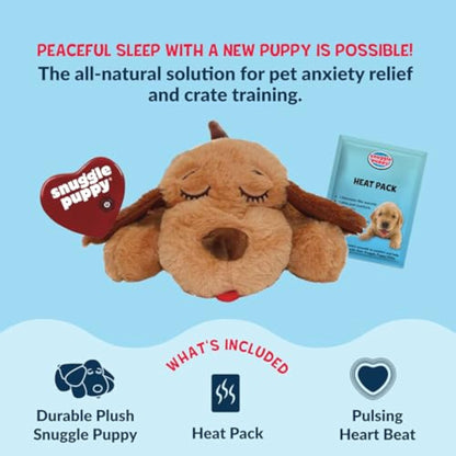 Snuggle Puppy Original Heartbeat Puppy Toy with Real-Feel Pulse & Heat Pack, Calming Sleep Aid for Puppy Anxiety, Crate Training, First Nights & New Puppy Transition - Biscuit - New