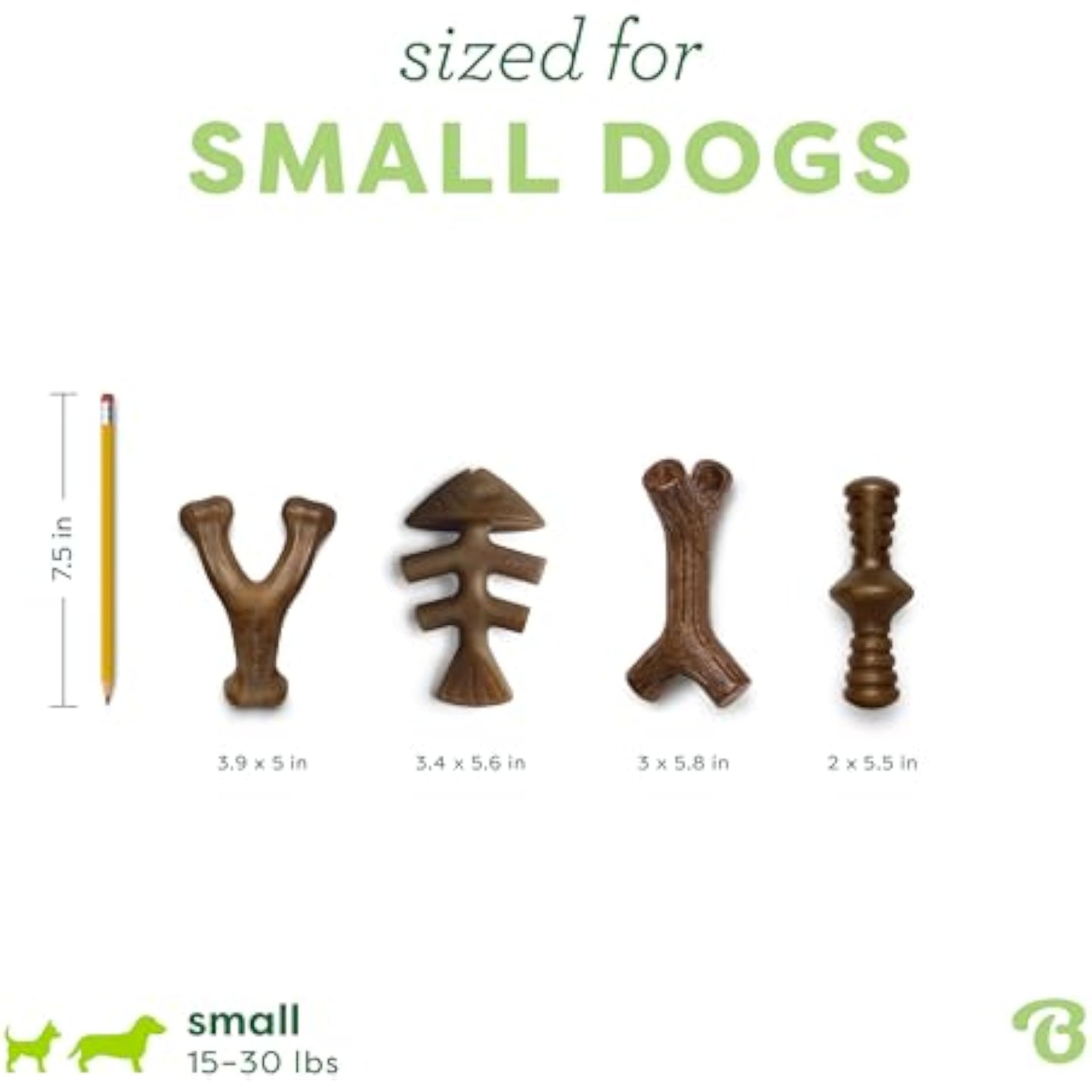 Benebone Small 4-Pack Dog Toys for Aggressive Chewers – Durable Dog Bones, Made in USA – Dog Toys for Small Dogs Under 30 lbs - New