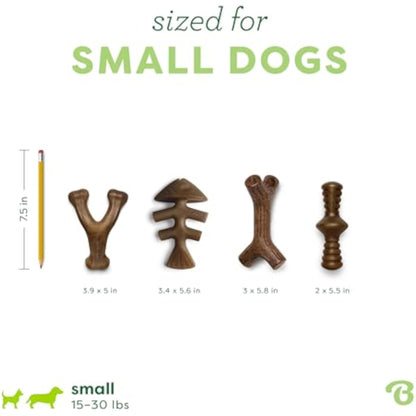 Benebone Small 4-Pack Dog Toys for Aggressive Chewers – Durable Dog Bones, Made in USA – Dog Toys for Small Dogs Under 30 lbs - New
