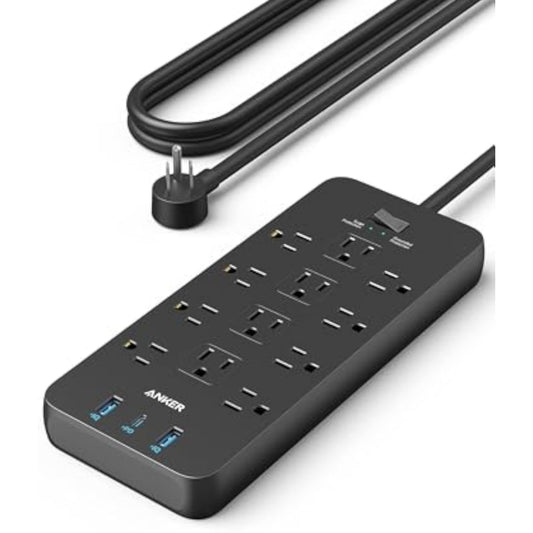 Anker Power Strip with 2100J Surge Protector, Outlet Extender, 5ft Extension Cord with Multiple Outlets, 12 AC, 2 USB A,1 USB C Port for 20W, Home Office, Dorm Room Essentials, TUV Listed - New